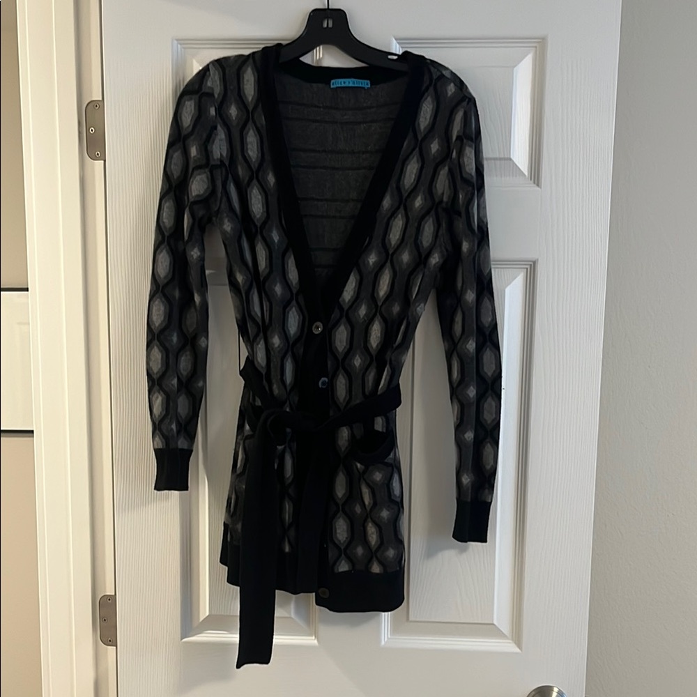 Alice + Olivia Rare Wool/Cashmere Cardigan Sweater with Tie Waist Size Small